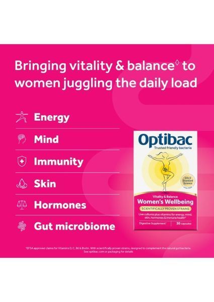 Пробиотик + витамины для женщин в ритме современной жизни Optibac Women's Wellbeing 30 капсул 001 фото
