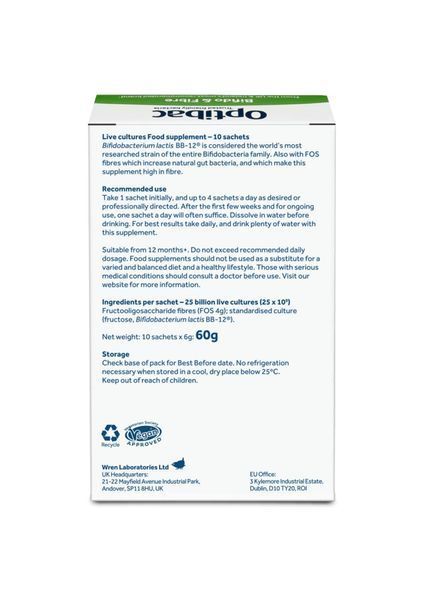Пробіотик Біфідо + Пребіотик Optibac Bifido & Fibre 10 саше 04-10 фото